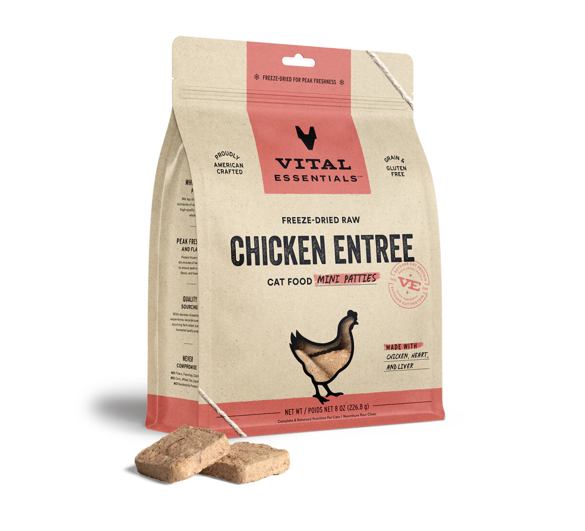 C3154 - Nourriture lyophilisée en galettes au poulet pour chats - Vital Essentials
