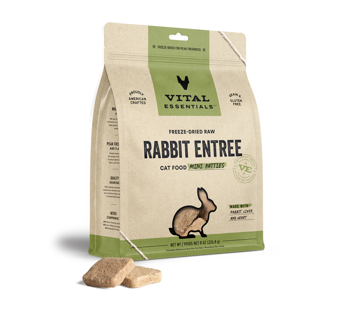 C3164 - Nourriture lyophilisée en galettes au lapin pour chats  - Vital Essentials