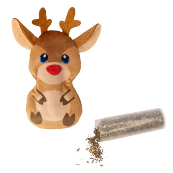 Peluche de  Noël en forme de renne avec herbe à chat - Kong