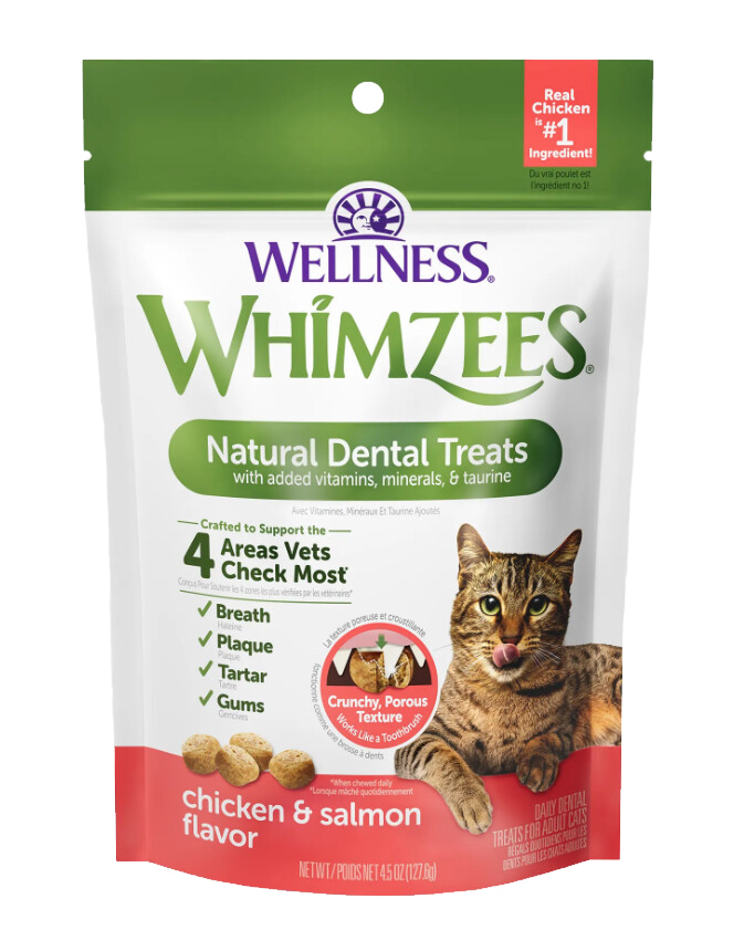 Ht48801 - Gâteries dentaires Whimzees au poulet et saumon pour chats - Wellness