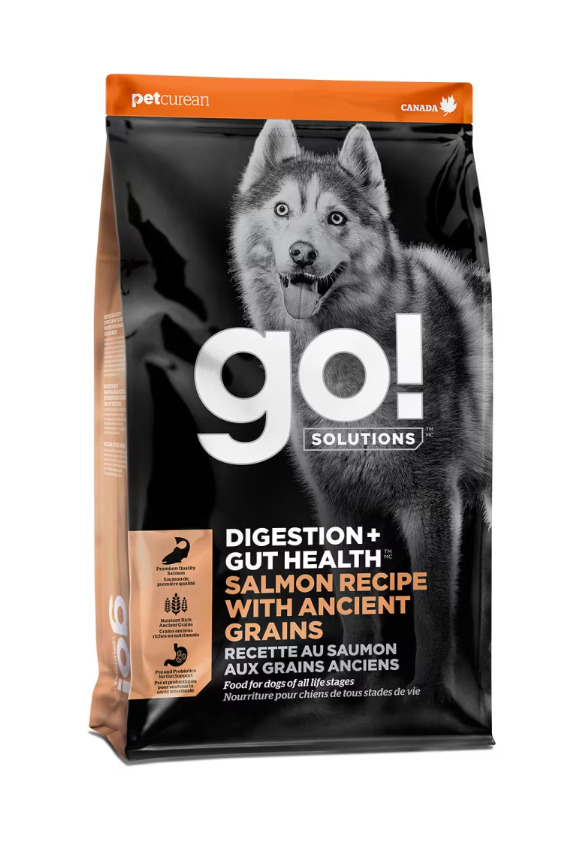 Pc2210 - Nourriture au saumon et grains anciens pour chiens - Go!  Digestion + Gut Health