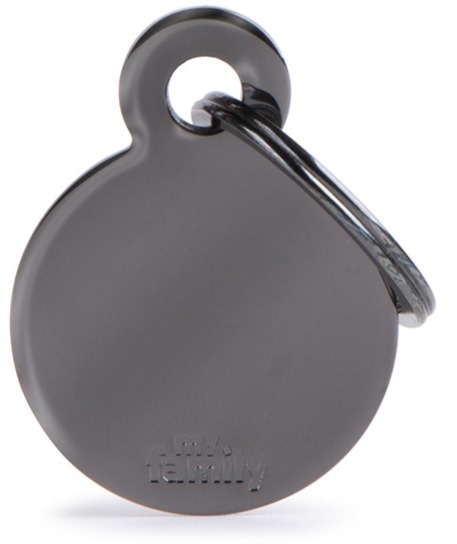 Tg1050 - Médaille pour animaux petit rond laiton noir - MyFamily