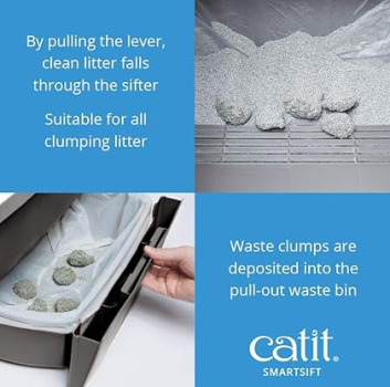 Bac à litière Smartsift en plastique avec levier - Catit