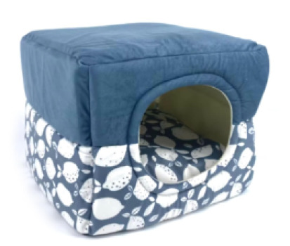 Lit 2 en 1 bleu avec motif de citron pour animaux - Cumfy Pet Beds