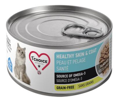 Nourriture en boîte pour chats peau et pelage au saumon sans grains - 1st Choice