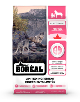 Nourriture sans grains au porc à ingrédients limités pour chiens - Boréal