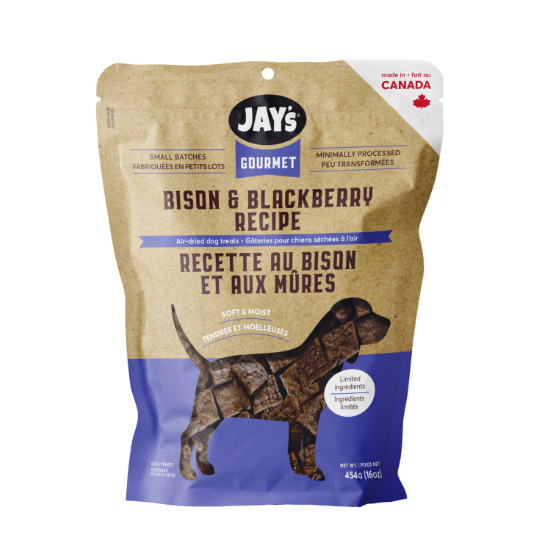 Hl932 - Bouchées tendres gourmets au bison et aux mûres pour chiens - Jay's