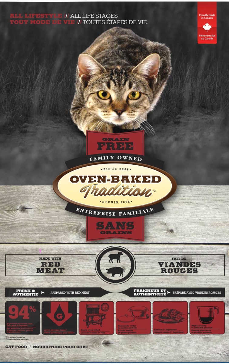 Ob698 - Nourriture sans grains pour chats à la viande rouge - Oven-Baked Tradition
