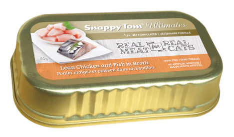 St99001 - Conserve Ultimates au poulet maigre et poisson en bouillon pour chats - Snappy Tom