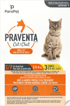 Gouttes anti-puces Praventa pour chats de 2.3 kg à 4 kg - ParaPet