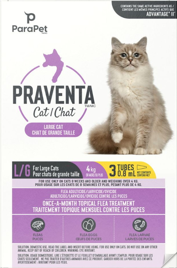 Ps992 - Gouttes anti-puces Praventa pour chats de 4 kg et plus - ParaPet