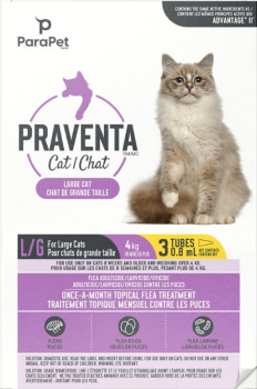 Gouttes anti-puces Praventa pour chats de 4 kg et plus - ParaPet