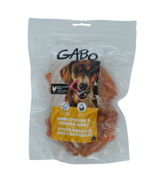 Ga0012 - Gâterie à la patate douce et au jerky de poulet pour chiens - GABO