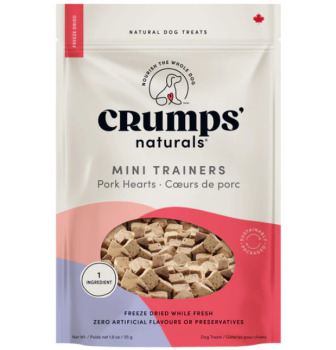 Gâteries mini trainers de coeur de porc lyophilisé pour chiens - Crump's Natural