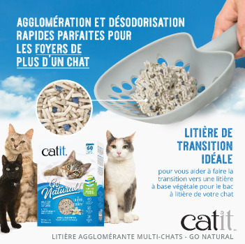 Litière à bases de cosses de pois à la vanille mutli-chats - Go Natural