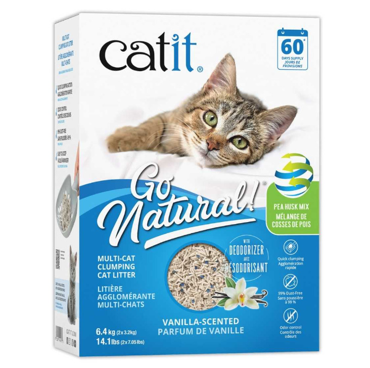 Hg44143 - Litière à bases de cosses de pois à la vanille mutli-chats - Go Natural
