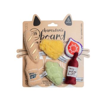 Ensemble de peluche de thème vin et fromage pour chats - Dexypaws