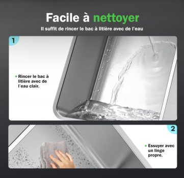 Bac à litière en acier inoxydable avec couvercle en plastique pour chats - All For Paws