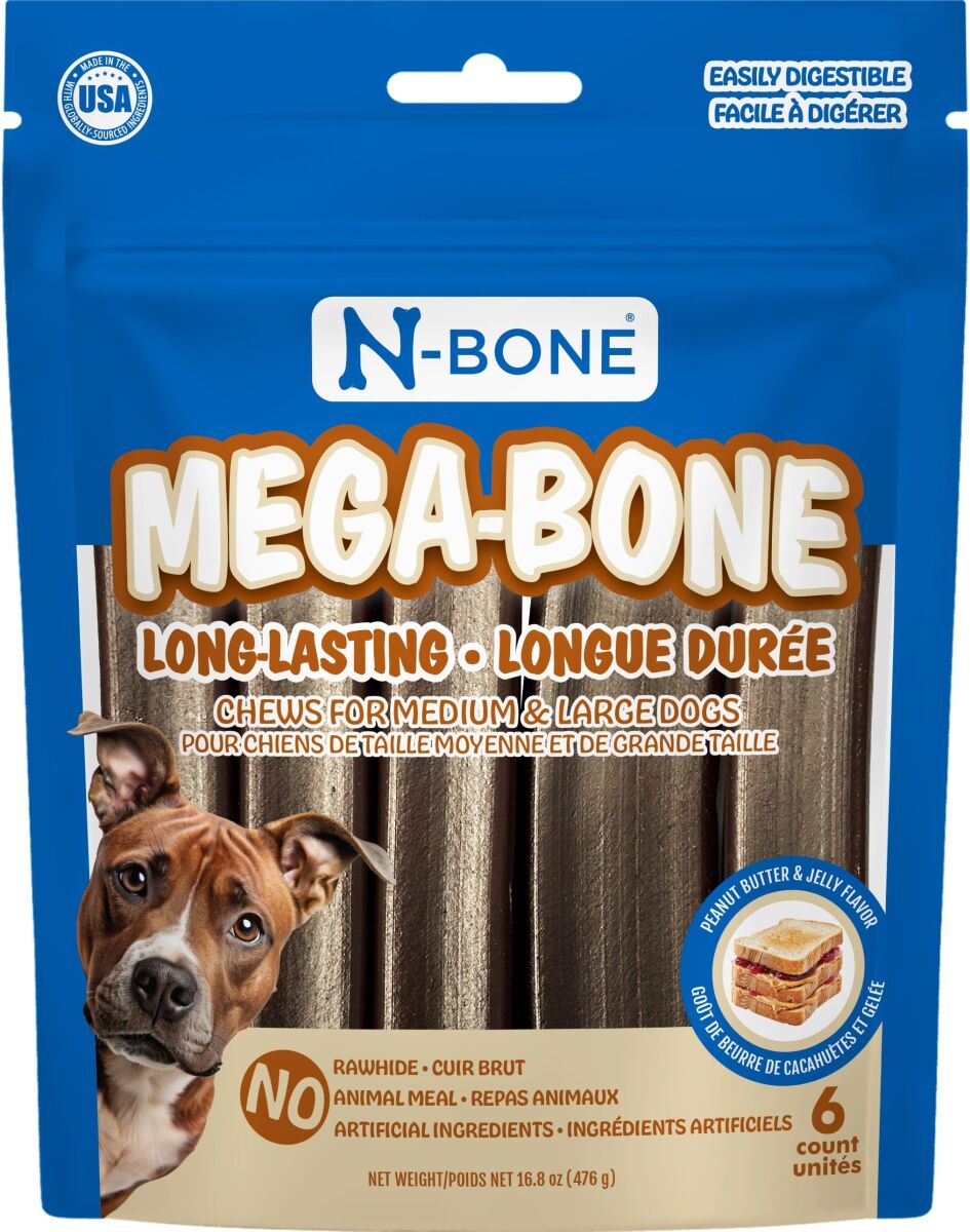 Ga65300 - Bâtonnet au beurre d'arachide et gelée Méga-Bone pour chiens - N-Bone