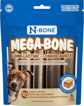Bâtonnet au beurre d'arachide et gelée Méga-Bone pour chiens - N-Bone