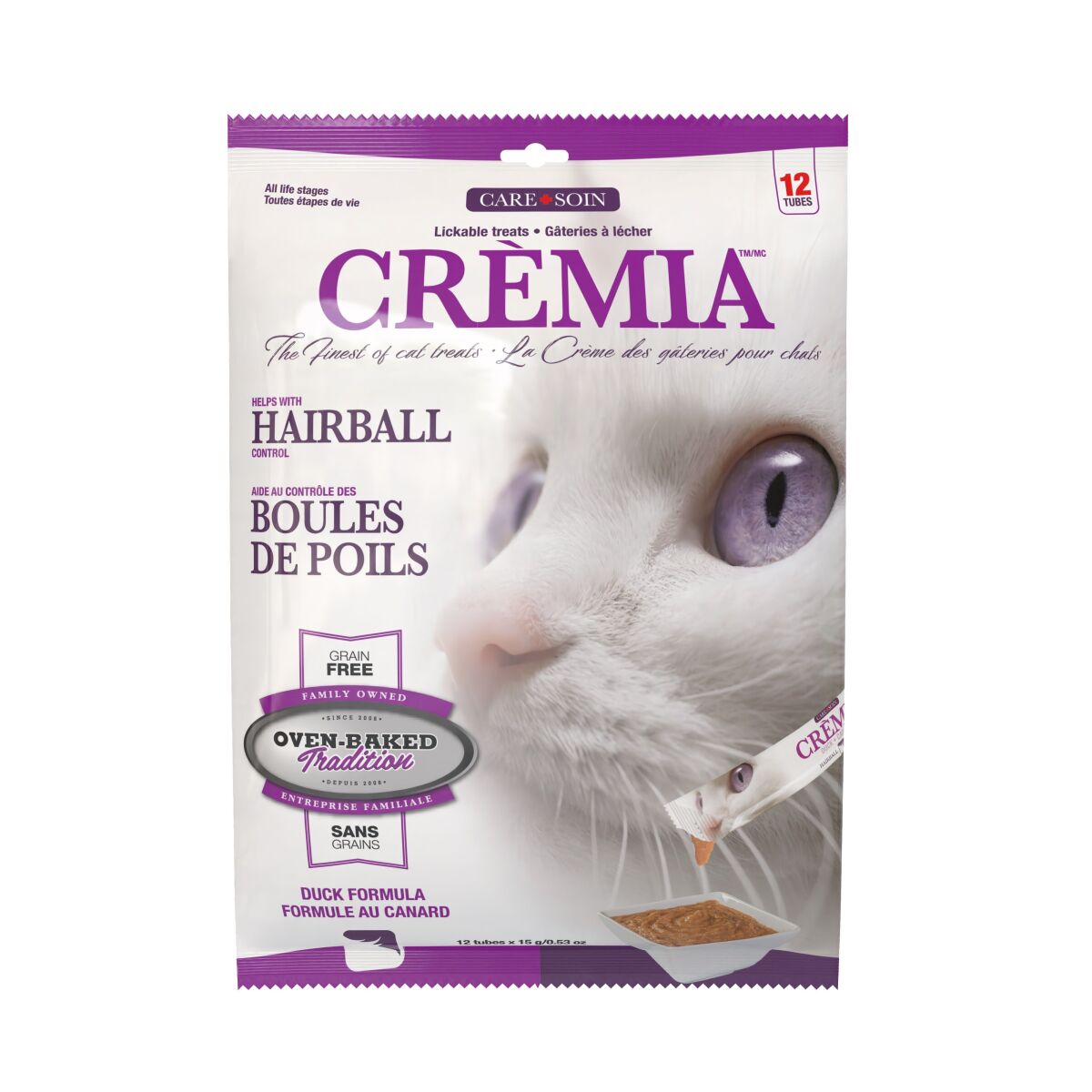 Ob801 - Gâterie Crémia au canard pour boules de poils pour chats - Oven-Baked Tradition