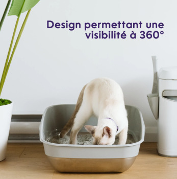 Litière en acier inoxydable  avec rebord de plastique pour chats - Litter Genie