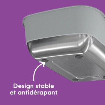 Litière en acier inoxydable  avec rebord de plastique pour chats - Litter Genie