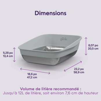 Litière en acier inoxydable  avec rebord de plastique pour chats - Litter Genie