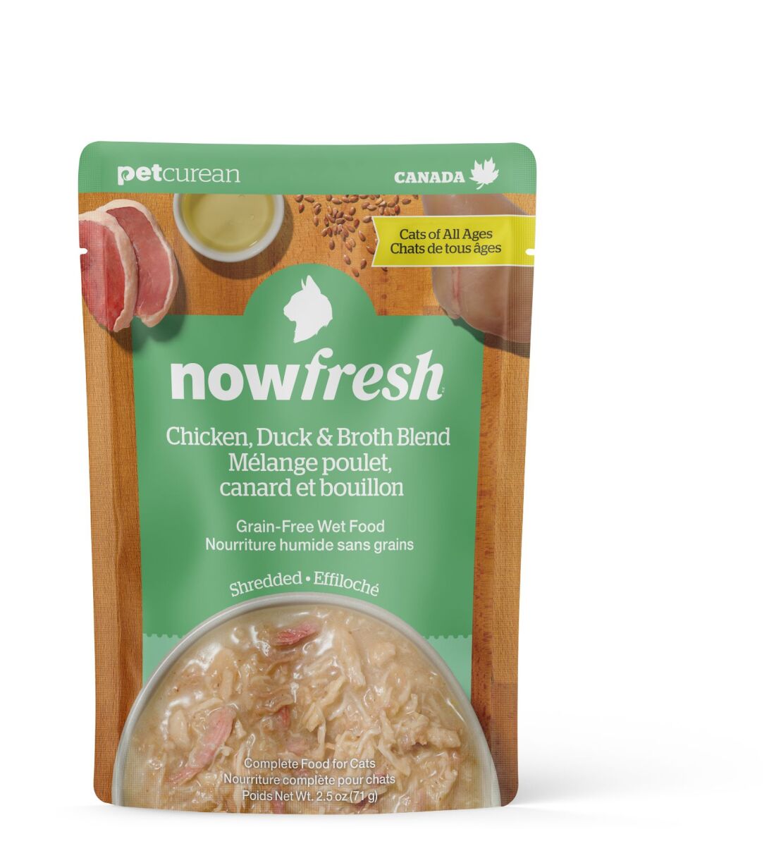 Pc9051 - Nourriture humide sans grains poulet, canard et bouillon pour chat - Now Fresh