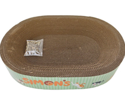 Griffoir ovale en carton avec herbe à chat - Simon's
