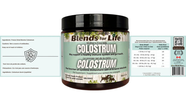 Colostrum bovin pour animaux - Blends for Life