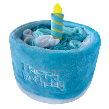 Peluche gâteau de fête bleu à renifler pour chiens - Foufit