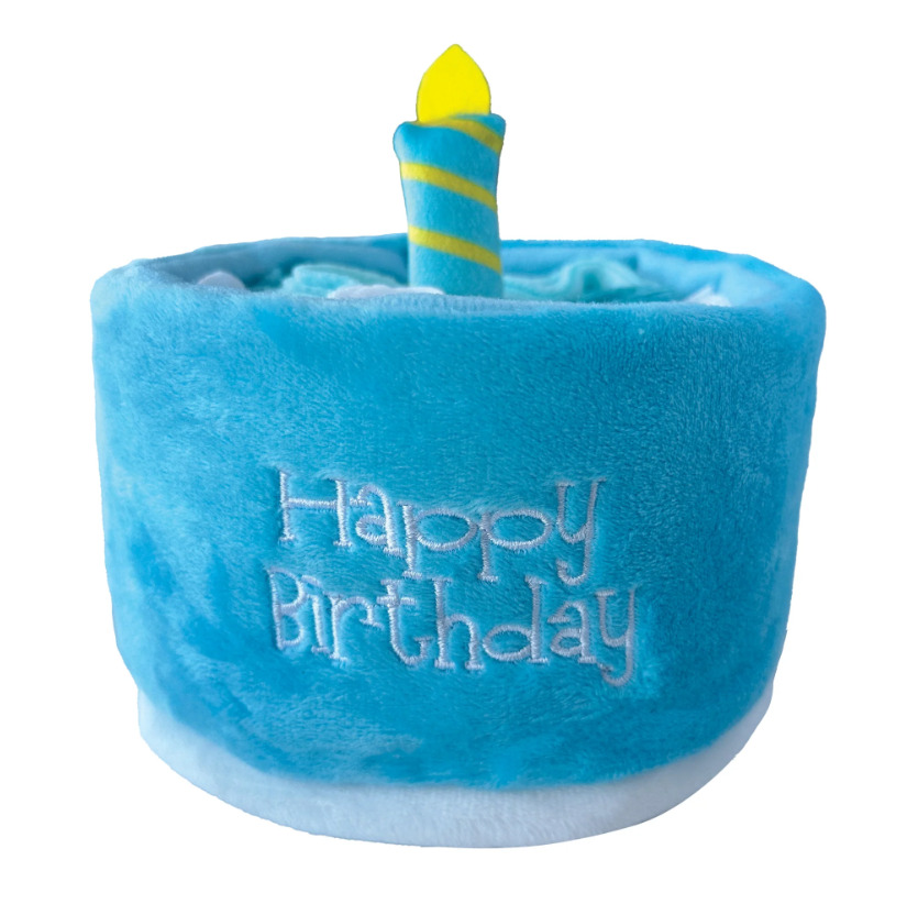 Ff414 - Peluche gâteau de fête bleu à renifler pour chiens - Foufit
