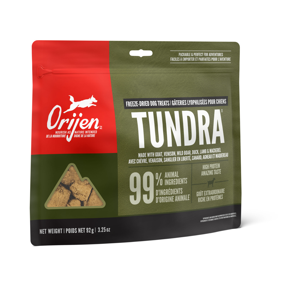 Oj912 - Gâteries lyophilisées recette tundra pour chien - ORIJEN