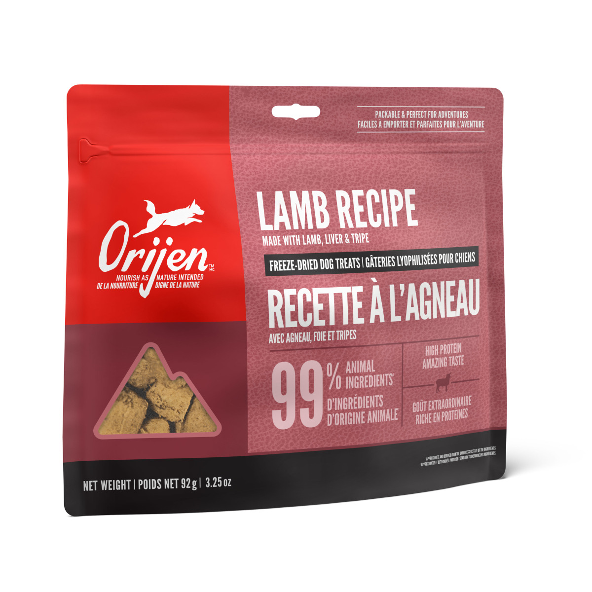 Oj914 - Gâteries lyophilisées recette à l'agneau pour chien - ORIJEN