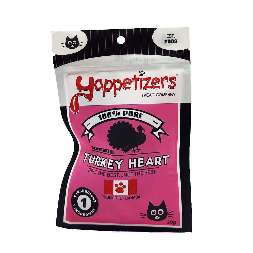 K00604 - Gâterie au cœur de dinde séché pour chats - Yappetizers