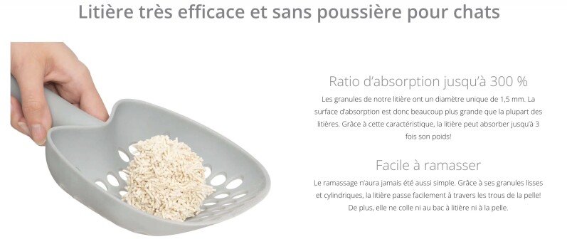 Litière à bases de cosses de pois sans odeurs pour chats - Go Natural