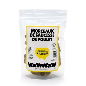 Morceaux de saucisse de poulet pour chiens - Wawwaw