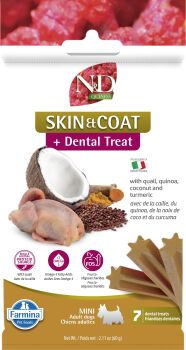 Bâtonnets dentaires peau et pelage à la caille et au quinoa - Farmina