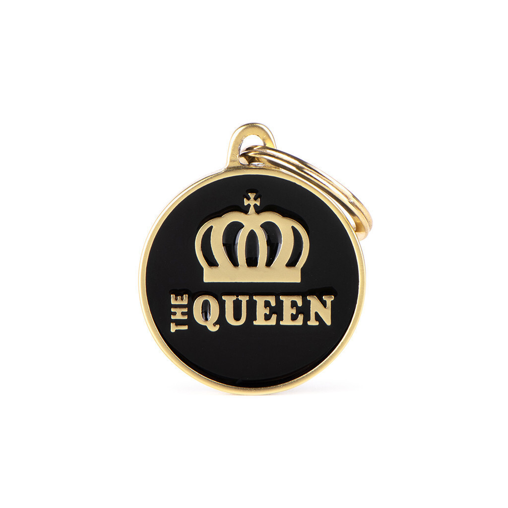 Tg2471 - Médaille pour animaux queen noir et or Charms - MyFamily