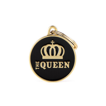 Médaille pour animaux queen noir et or Charms - MyFamily