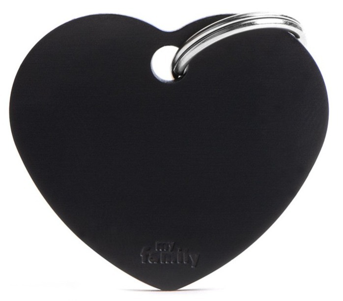 Tg1030 - Médaille pour animaux grand coeur noir - MyFamily