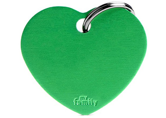 Tg1028 - Médaille pour animaux grand coeur vert - MyFamily