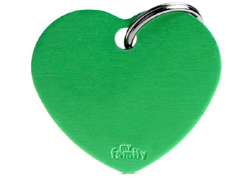 Médaille pour animaux grand coeur vert - MyFamily