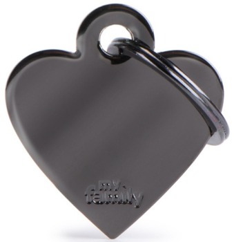 Médaille pour animaux petit coeur laiton noir - MyFamily