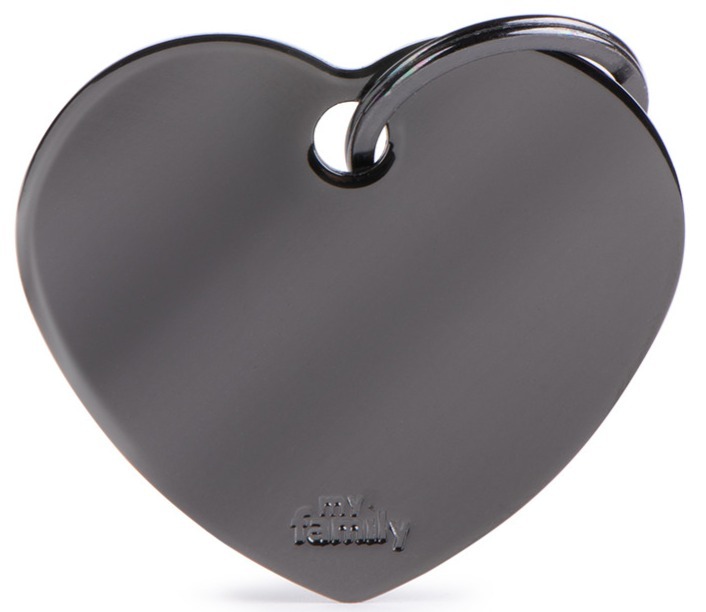 Tg1056 - Médaille pour animaux grand coeur laiton noir - MyFamily