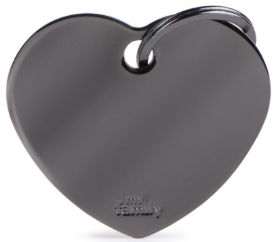 Médaille pour animaux grand coeur laiton noir - MyFamily