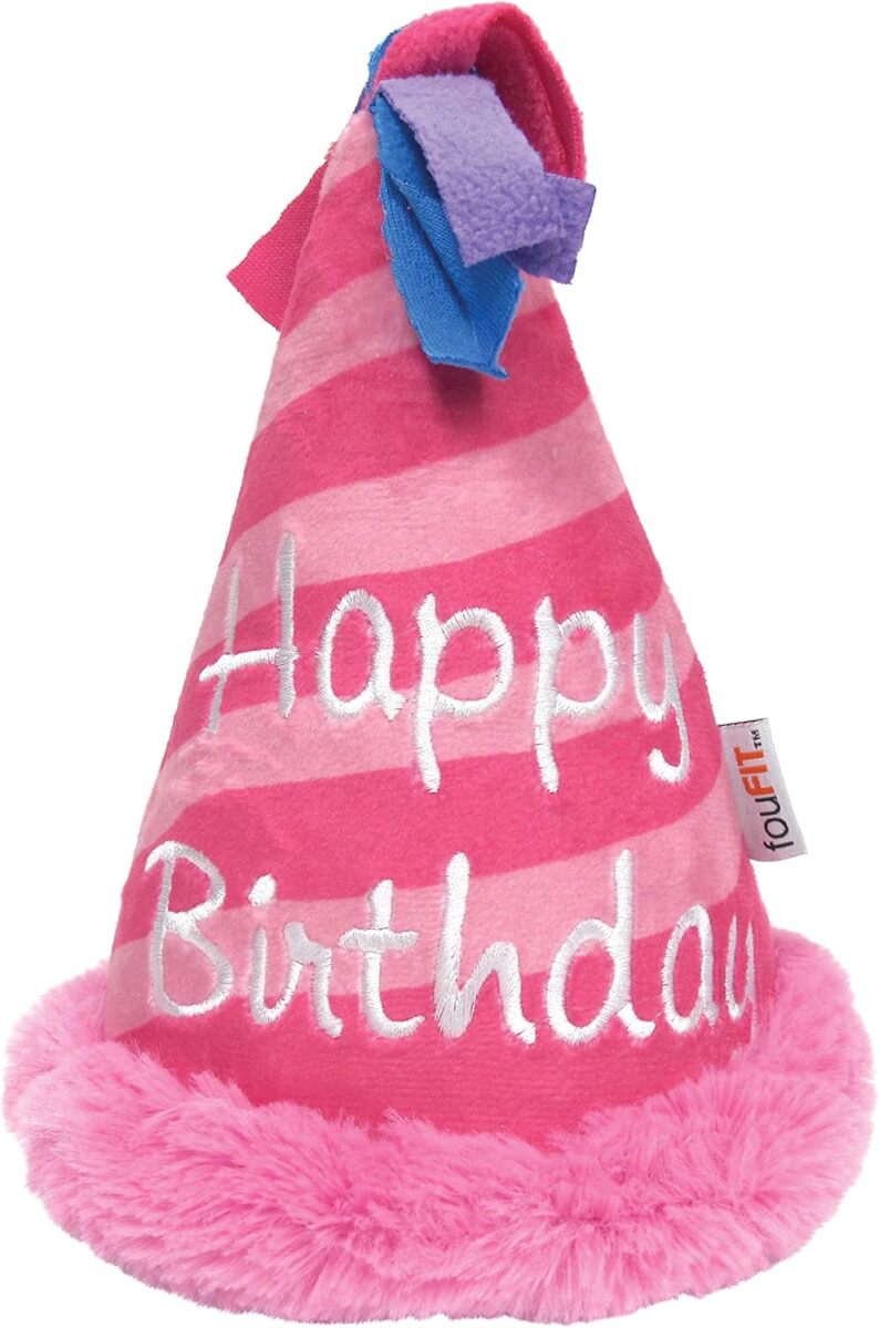 Ff413 - Peluche chapeau de fête rose pour chiens - FouFit