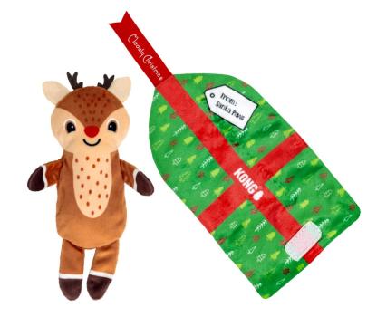 Peluche renne cadeau de Noël Pull-A-Partz avec herbe à chat pour chats - Kong