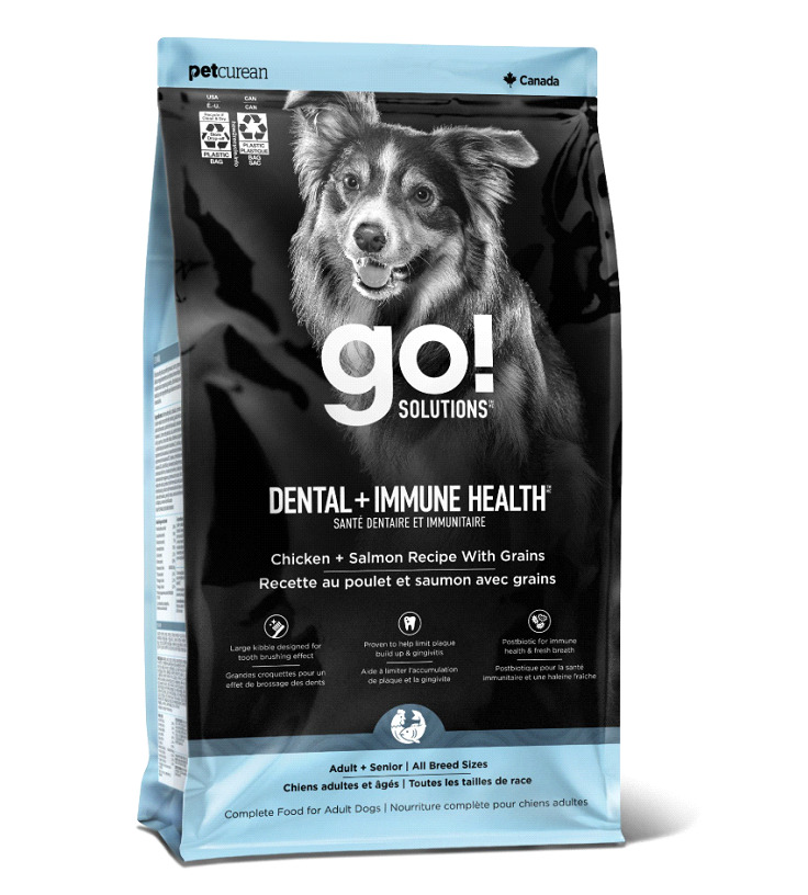 Pc2254 - Nourriture pour chiens avec grains au poulet et au saumon - Go! Dental + Immune Health